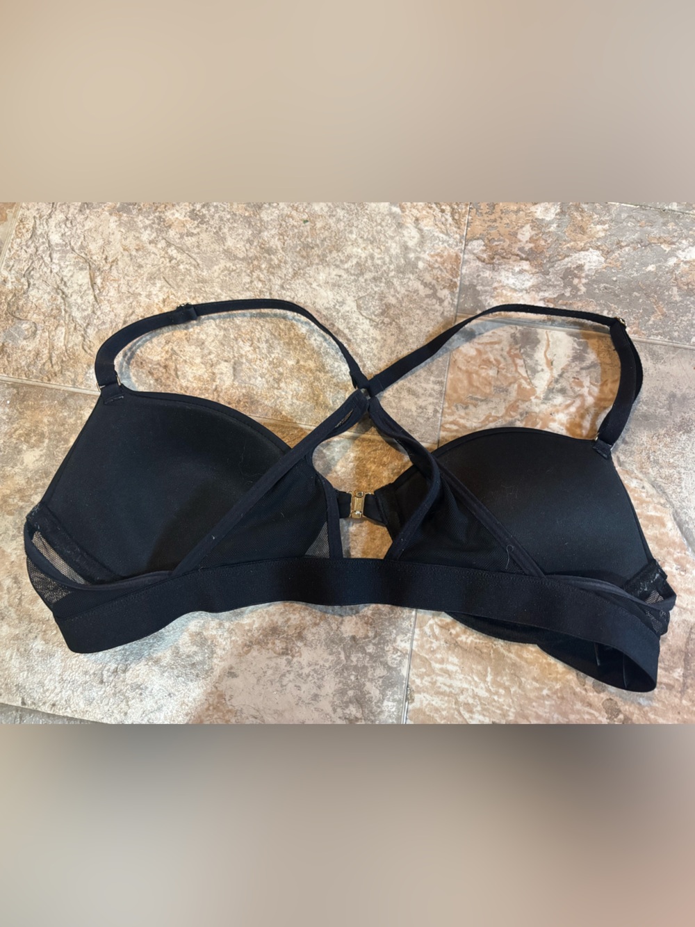 Everyday Black Strappy Front-Closure Bra